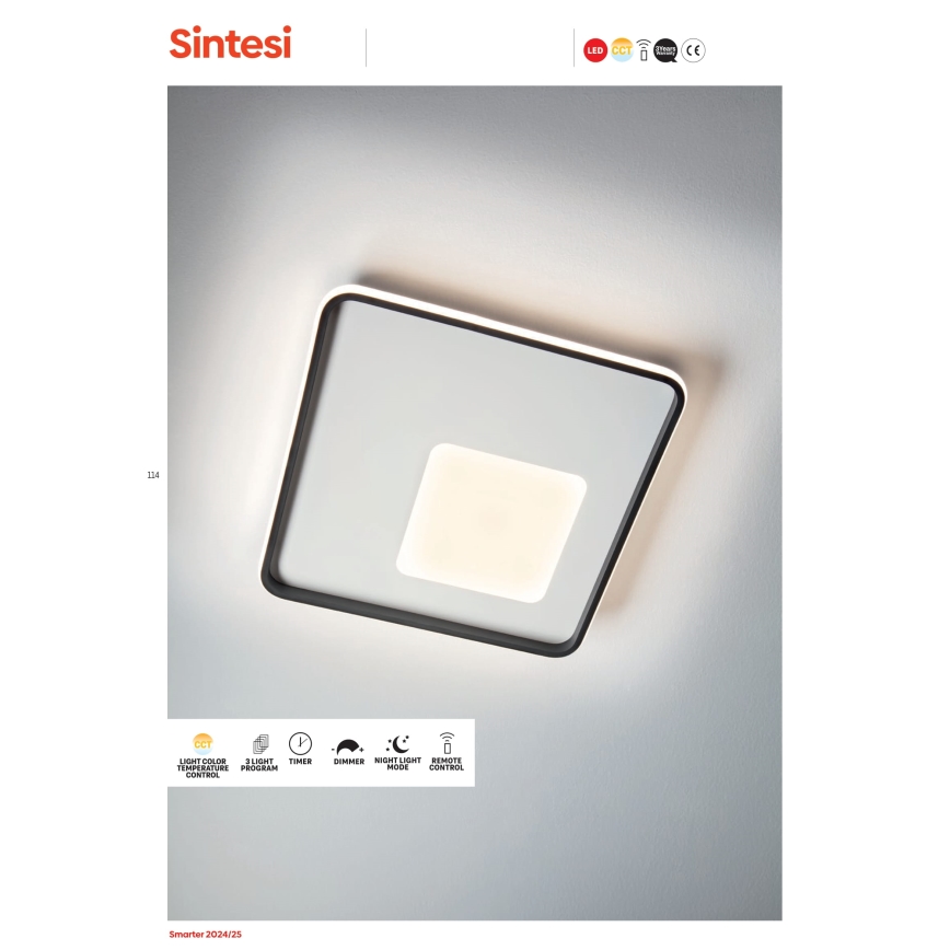 Redo 05-961 - LED Stmívatelné stropní svítidlo SINTESI LED/53W/230V 45x45 cm 3000-6000K + dálkové ovládání