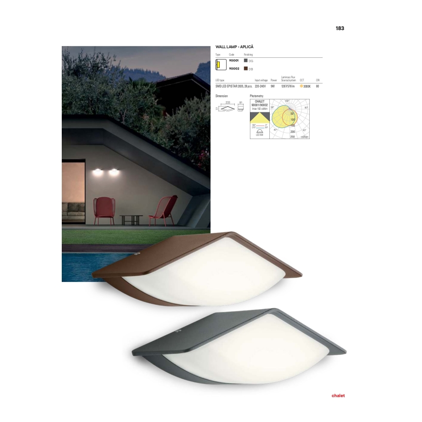 Redo 90002 - LED Venkovní nástěnné svítidlo CHALET 1xLED/8W/230V IP54