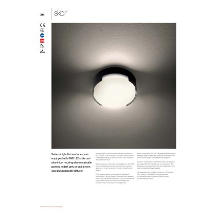 Redo 90004 - LED Venkovní stropní svítidlo SKOR LED/12W/230V pr. 15 cm IP54 hnědá