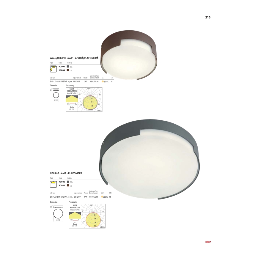 Redo 90004 - LED Venkovní stropní svítidlo SKOR LED/12W/230V pr. 15 cm IP54 hnědá
