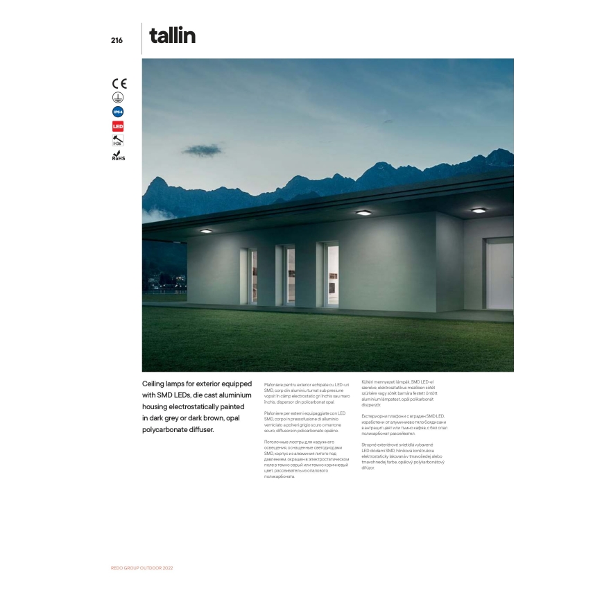 Redo 90008 - LED Venkovní stropní svítidlo TALLIN LED/21W/230V 24,5x24,5 cm IP54 hnědá