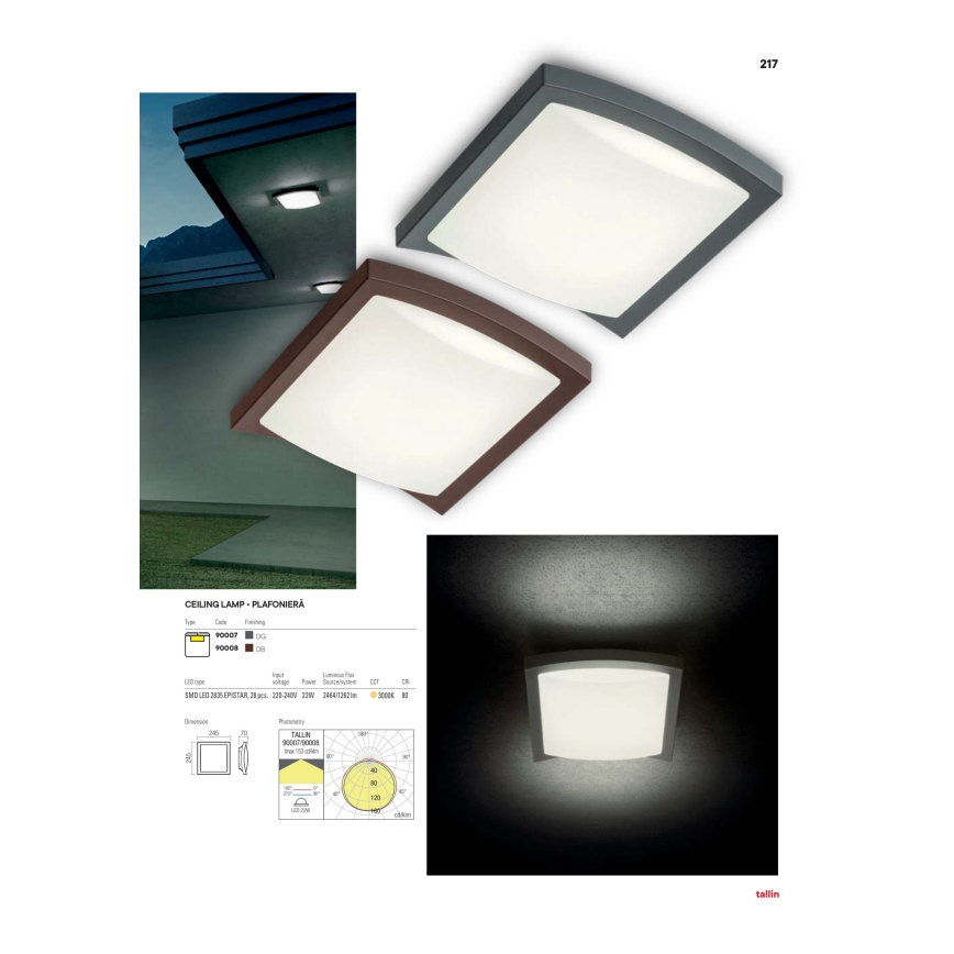 Redo 90008 - LED Venkovní stropní svítidlo TALLIN LED/21W/230V 24,5x24,5 cm IP54 hnědá