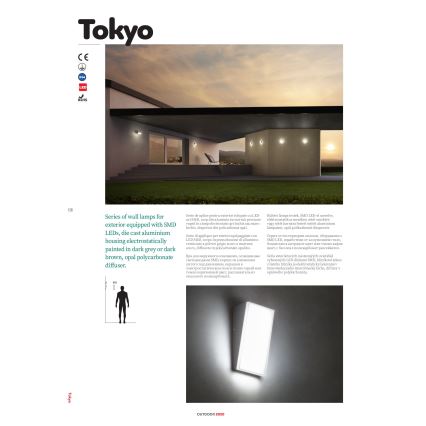 Redo 90021 - LED Venkovní nástěnné svítidlo TOKYO LED/12W/230V 3000K IP54 hnědá
