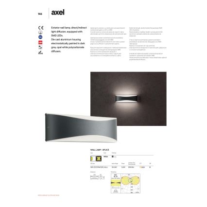 Redo 90126 - LED Venkovní nástěnné svítidlo AXEL LED/7W/230V 3000K IP65 antracit
