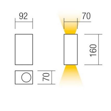 Redo 90152 - Venkovní nástěnné svítidlo PUNTA 2xGU10/7W/230V IP44