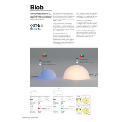 Redo 90167 - Venkovní lampa BLOB 1xE27/23W/230V pr. 38 cm IP65 bílá