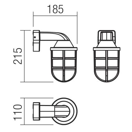 Redo 90206 - Venkovní nástěnné svítidlo CAGE 1xE27/28W/230V IP44 měď