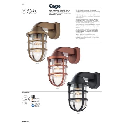 Redo 90207 - Venkovní nástěnné svítidlo CAGE 1xE27/28W/230V IP44 černá