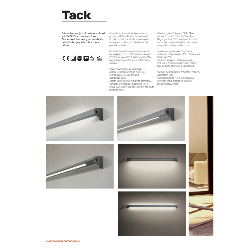 Redo 90242 - LED Venkovní lampa TACK IP65 LED/15W/230V 3000K IP65 antracit