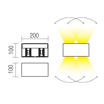 Redo 90302 - LED Venkovní nástěnné svítidlo VARY 4xLED/5W/230V 3000K IP54 antracit