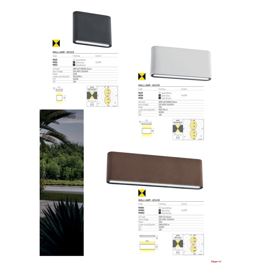 Redo 90452 - LED Venkovní nástěnné svítidlo KLIPPE LED/24W/230V 3000K IP54 antracit