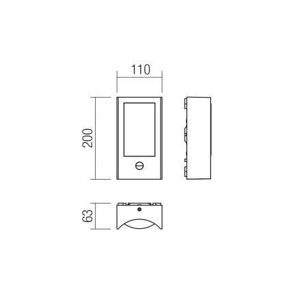 Redo 90487 - LED Venkovní nástěnné svítidlo se senzorem WARP LED/8W/230V 3000K IP44 hnědá