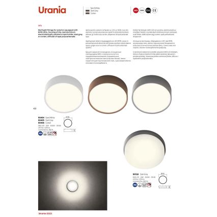 Redo 90516 - LED Venkovní stropní svítidlo URANIA LED/10W/230V pr. 16 cm IP65 antracit