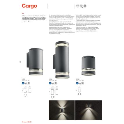 Redo 90518 - Venkovní nástěnné svítidlo CARGO 2xGU10/28W/230V IP54 antracit