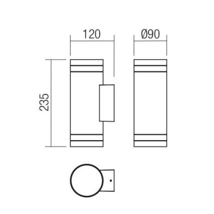 Redo 90518 - Venkovní nástěnné svítidlo CARGO 2xGU10/28W/230V IP54 antracit