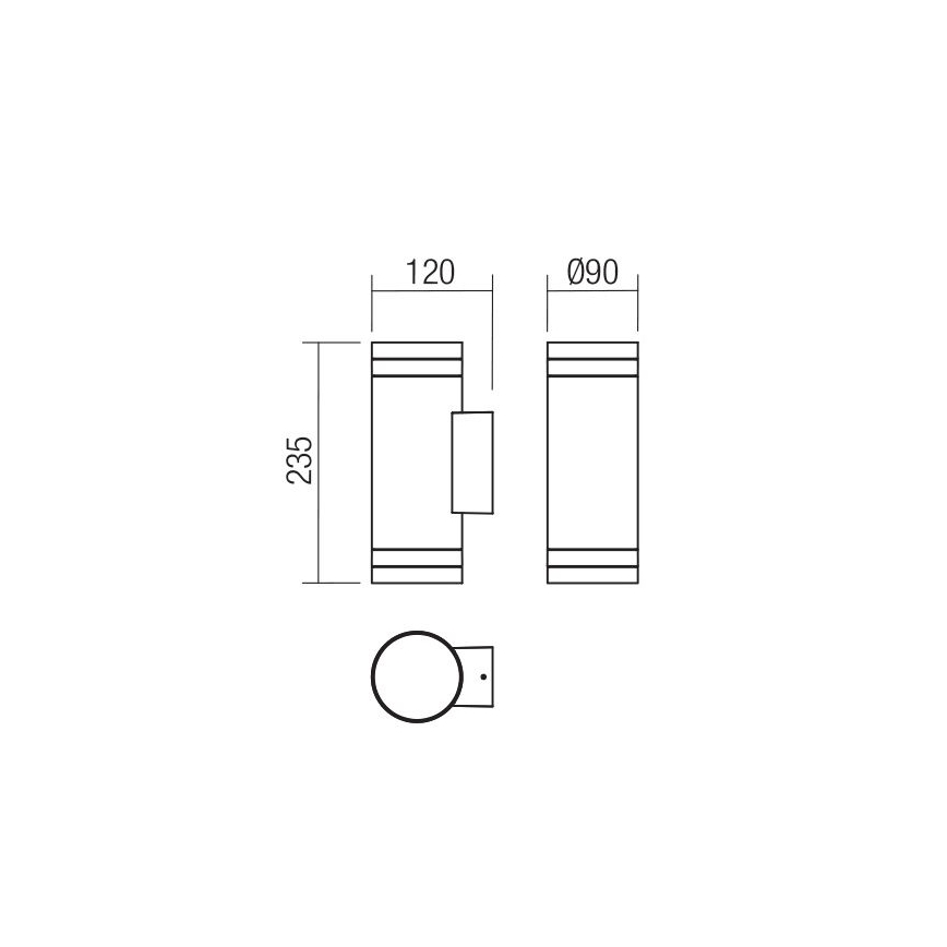 Redo 90518 - Venkovní nástěnné svítidlo CARGO 2xGU10/28W/230V IP54 antracit