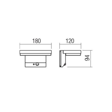 Redo 90535 - LED Solární nástěnné svítidlo se senzorem TAIYO LED/2W/3,7V 3000K IP54 antracit