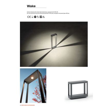 Redo 90582 - LED Venkovní lampa WAKE LED/8W/230V 3000K 75 cm IP65 antracit