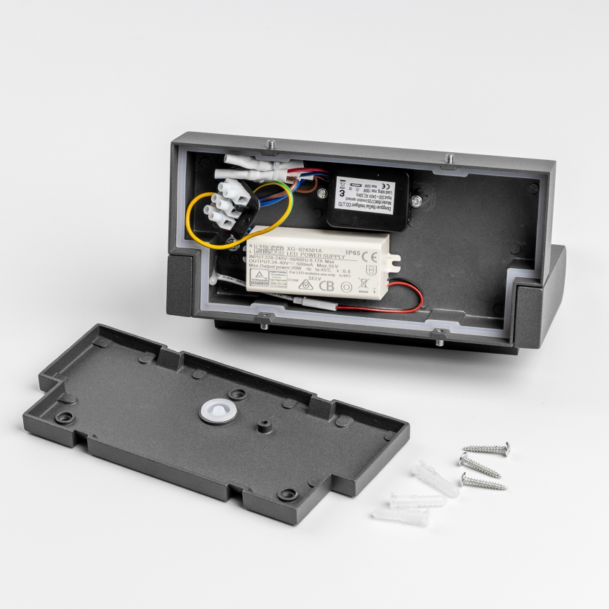 Redo 90587 - LED Venkovní nástěnné svítidlo se senzorem FLIP LED/20W/230V CRI 90 3000K IP54 antracit