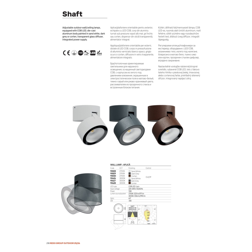 Redo 90628 - LED Venkovní bodové svítidlo SHAFT LED/13W/230V 3000K pr. 9 cm IP65 hnědá