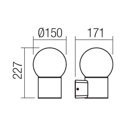 Redo 90640 - Venkovní nástěnné svítidlo BULK 1xE27/28W/230V IP44 antracit