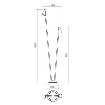 Redo 90712 - LED Venkovní lampa NIVALIS 2xLED/6,9W/230V 3000K 110 cm IP65 hnědá