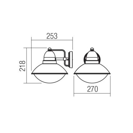 Redo 9095 - Venkovní nástěnné svítidlo DANUBIA 1xE27/42W/230V IP44