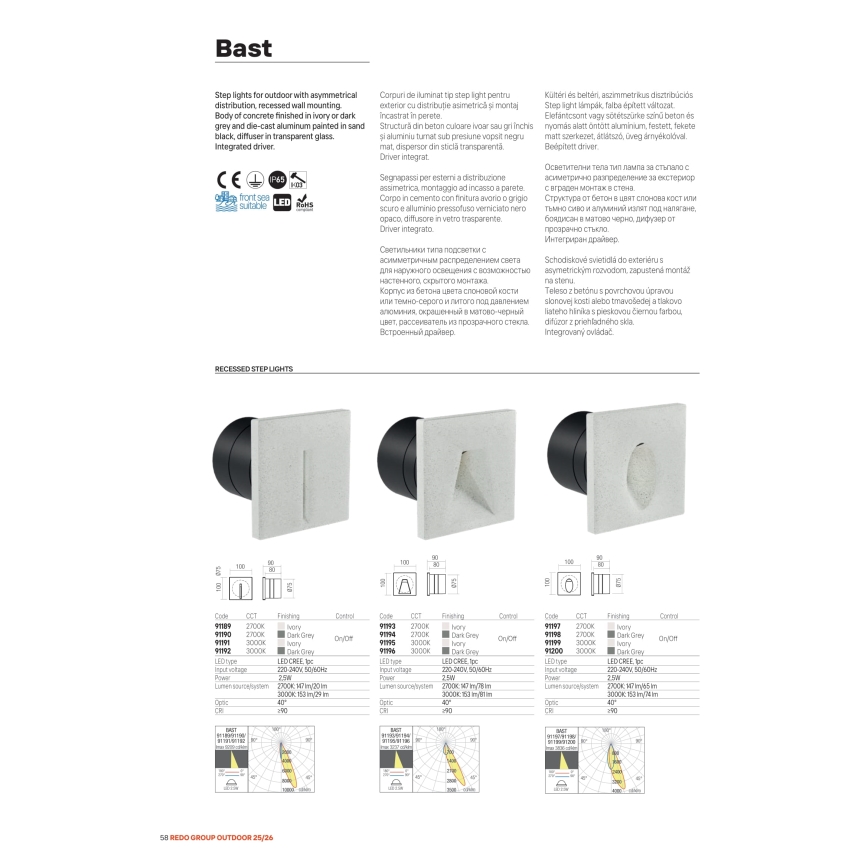 Redo 91200 - LED Venkovní orientační svítidlo BAST LED/2,5W/230V 3000K CRI 90 IP65 antracit