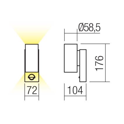 Redo 9453 - LED Venkovní nástěnné svítidlo se senzorem VINCE 2xLED/3W/230V IP54 antracit