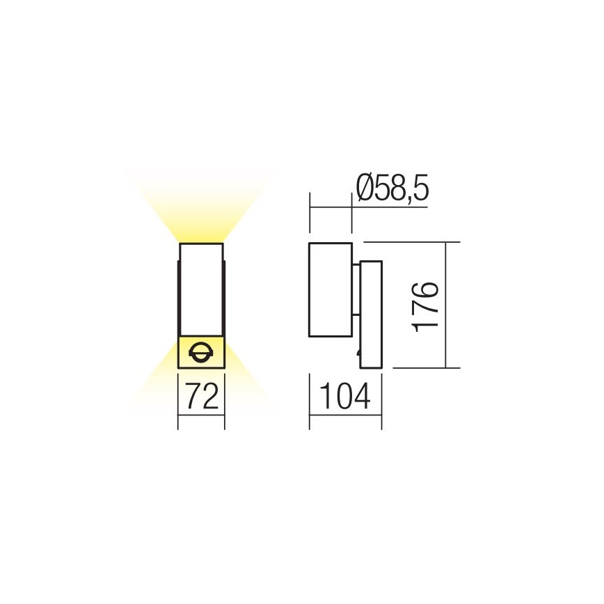 Redo 9453 - LED Venkovní nástěnné svítidlo se senzorem VINCE 2xLED/3W/230V IP54 antracit