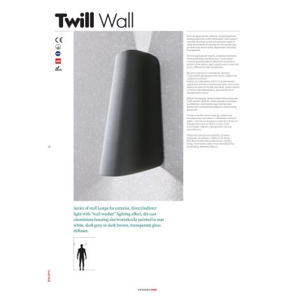 Redo 9536 - LED Venkovní nástěnné svítidlo TWILL LED/11W/230V IP65