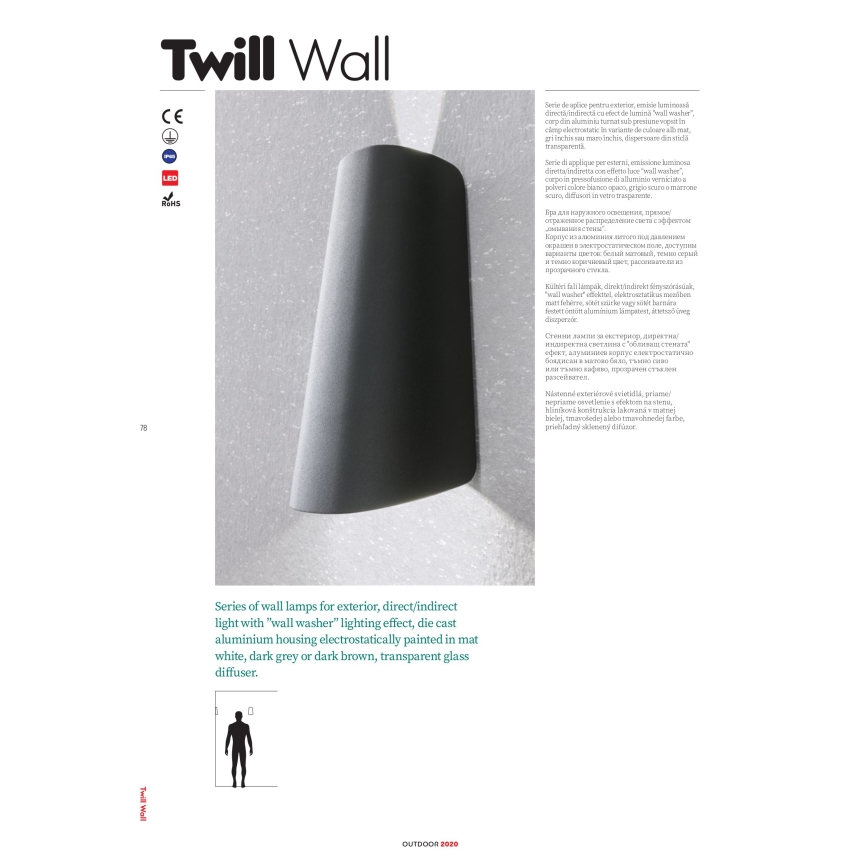 Redo 9536 - LED Venkovní nástěnné svítidlo TWILL LED/11W/230V IP65