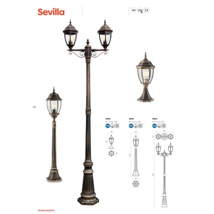 Redo 9606 - Venkovní lampa SEVILLA 1xE27/42W/230V IP44 zlatá/patina