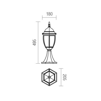 Redo 9606 - Venkovní lampa SEVILLA 1xE27/42W/230V IP44 zlatá/patina