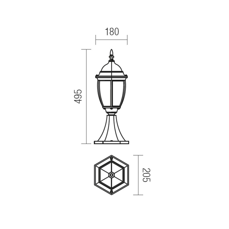 Redo 9606 - Venkovní lampa SEVILLA 1xE27/42W/230V IP44 zlatá/patina