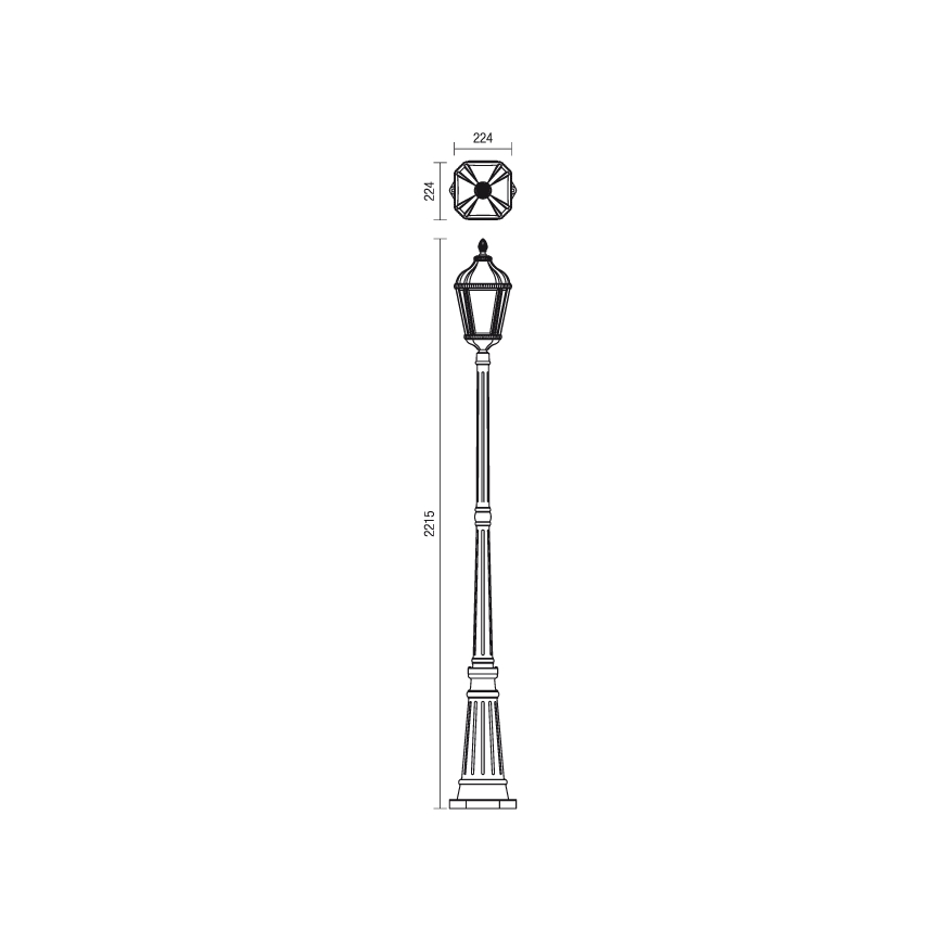 Redo 9662 - Venkovní lampa ESSEN 1xE27/70W/230V 221,5 cm IP44 hnědá/patina