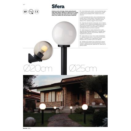 Redo 9776 - Venkovní lampa SFERA 1xE27/42W/230V IP44 25x125 cm hnědá