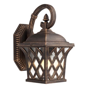 Redo 9951 - Venkovní nástěnná lampa BREMEN 1xE27/42W/230V IP23 zlatá/patina
