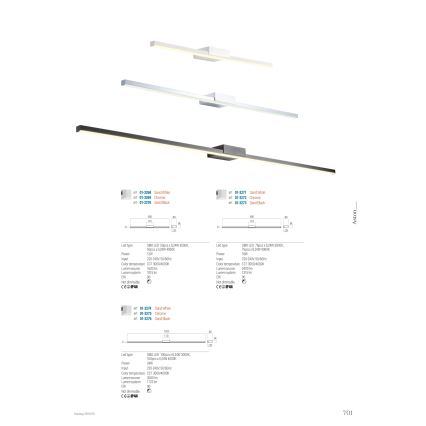 Redo01-3269 - LED Koupelnové osvětlení zrcadla ASTON LED/12W/230V 60 cm CRI 90 IP44 lesklý chrom
