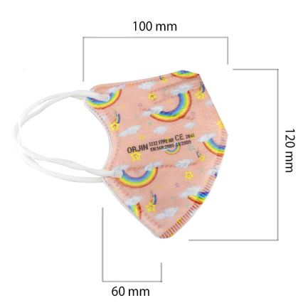 Respirátor dětská velikost FFP2 Kids NR CE 0370 Duha růžový 50ks