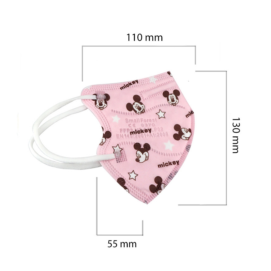 Respirátor dětská velikost FFP2 Kids NR CE 0370 Mickey růžový 50ks
