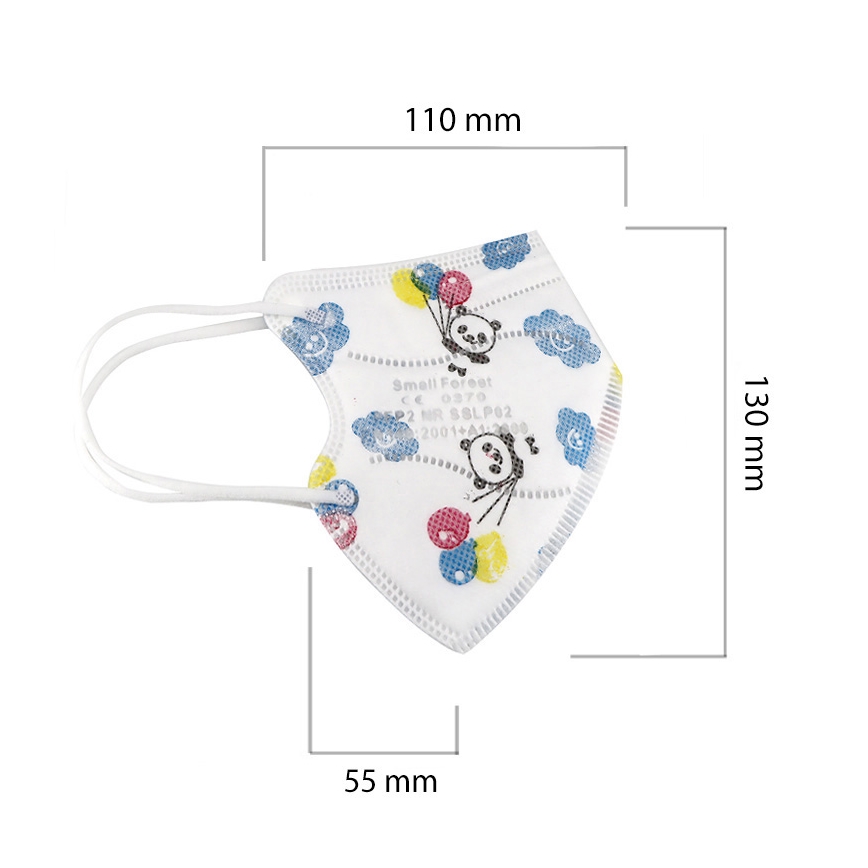 Respirátor dětská velikost FFP2 Kids NR CE 0370 Panda bílý 50ks