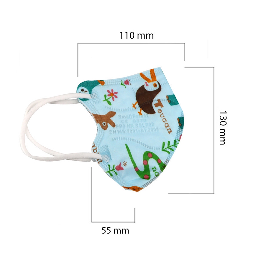 Respirátor dětská velikost FFP2 Kids NR CE 0370 Zvířátka modrý 1ks