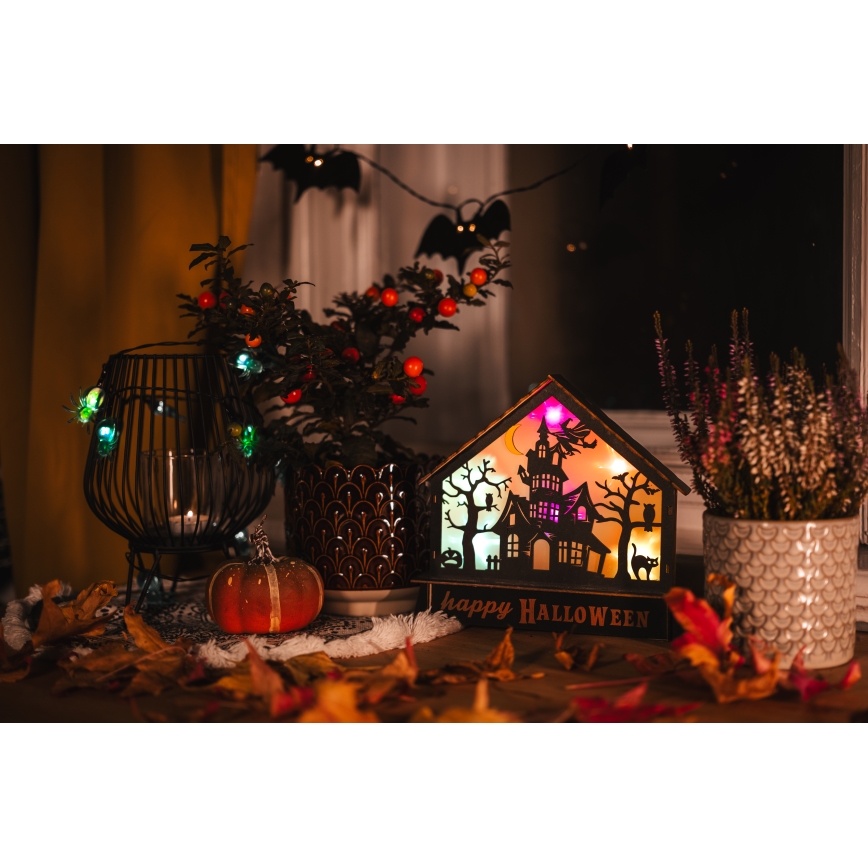 LED Dekorace HALLOWEEN LED/2xAA/multicolor strašidelný dům