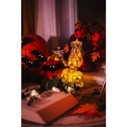 LED Dekorační řetěz HALLOWEEN 10xLED/2xAA/teplá bílá 1,3m netopýři