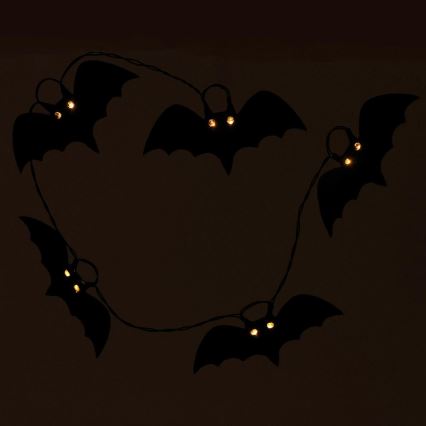 LED Dekorační řetěz HALLOWEEN 10xLED/2xAA/teplá bílá 1,3m netopýři