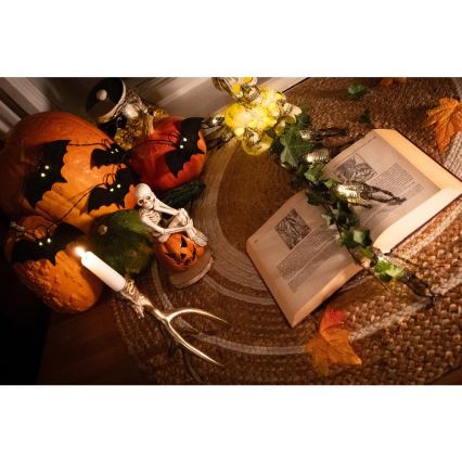 LED Dekorační řetěz HALLOWEEN 10xLED/2xAA/teplá bílá 1,3m netopýři