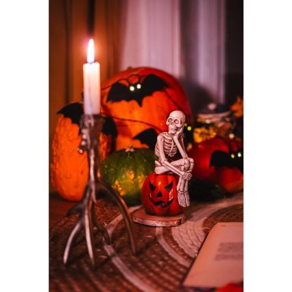 LED Dekorační řetěz HALLOWEEN 10xLED/2xAA/teplá bílá 1,3m netopýři