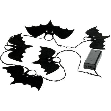 LED Dekorační řetěz HALLOWEEN 10xLED/2xAA/teplá bílá 1,3m netopýři