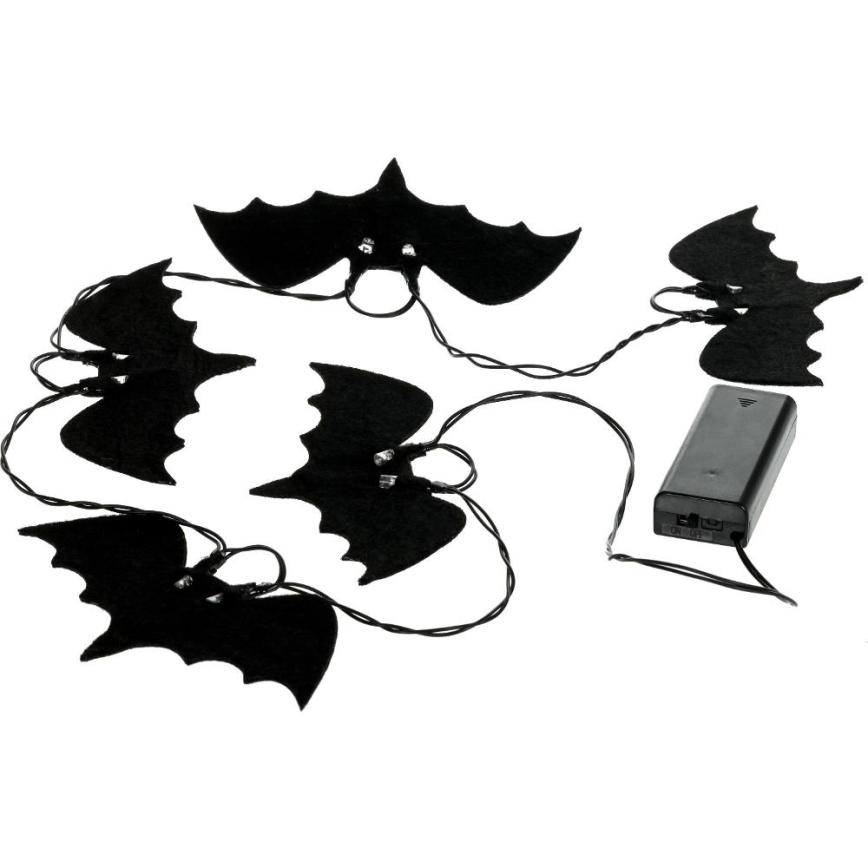 LED Dekorační řetěz HALLOWEEN 10xLED/2xAA/teplá bílá 1,3m netopýři